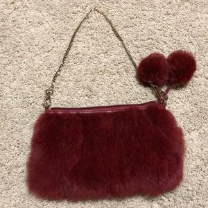 Diane Gail rabbit fur maroon/red purse